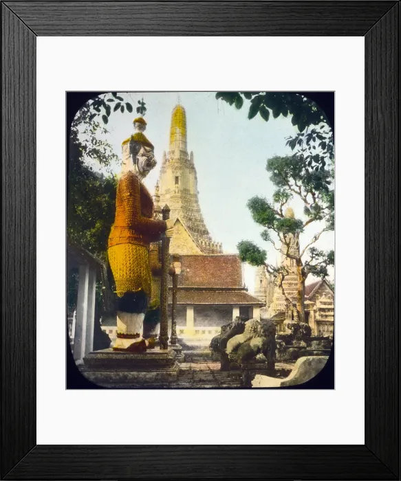 Framed Print : Thailand, palace court interior, Bangkok, hand colored lantern slide, photograph by William Henry Jackson, 1895 Framed Print : Thailand, palace court interior, Bangkok, hand colored lantern slide, photograph by William Henry Jackson, 1895