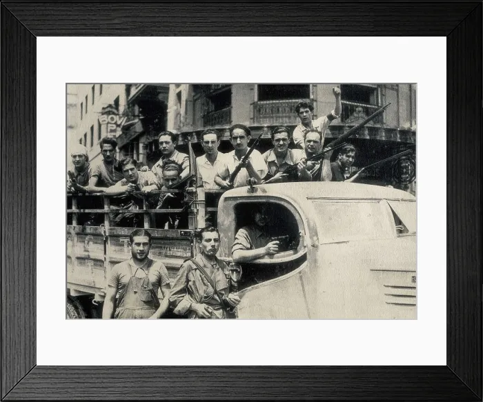 Framed Print : Spanish Civil War (1936-1939). Militia marching to the front at the beggining of war. AISA / Everett Collection**US SALES ONLY**