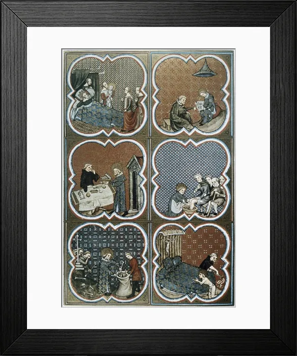 Framed Print : LOUIS IX, Saint Louis, of France (1214-1270). King of France (1226-1270). Depicting the king's life. Gothic art. Miniature Painting