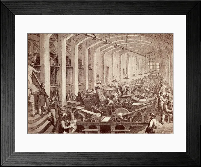 Framed Print : Charles Laure's printing press. View of the machines. Engraving. FRANCE. Paris. Musee Carnavalet (Carnavalet Museum)