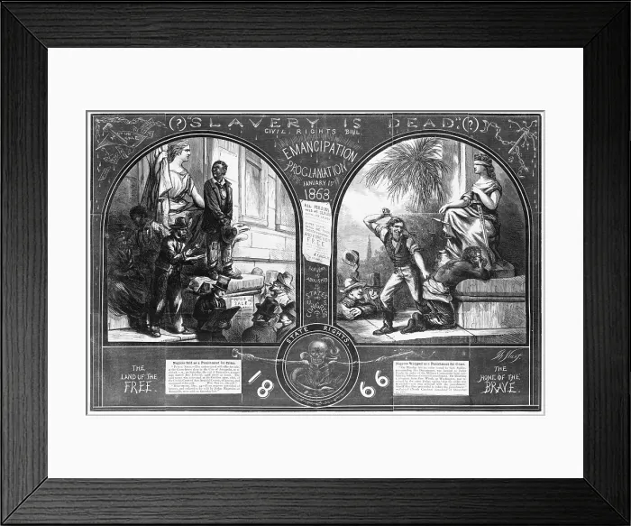 Framed Print : Slavery, two illustrations showing a slave being sold as punishment for crime, before the Emancipation Proclamation Framed Print : Slavery, two illustrations showing a slave being sold as punishment for crime, before the Emancipation Proclamation