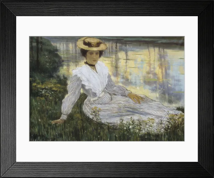 Framed Print : OLEFFEAuguste (1867-1931). Young girl at the water's edge. 1899. Impressionism. Oil on canvas. BELGIUM. Tournai. Fine Arts Museum Framed Print : OLEFFEAuguste (1867-1931). Young girl at the water's edge. 1899. Impressionism. Oil on canvas. BELGIUM. Tournai. Fine Arts Museum