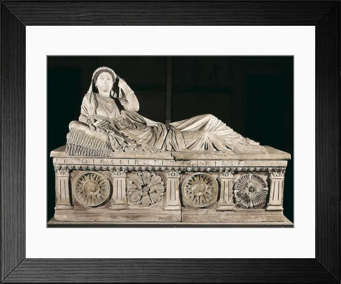 Framed Print : Sarcophagus of Larthia Seianti. 1st half 2nd c. Polychrome terracotta. Etruscan art. Terra-cotta. ITALY. Florence. National Museum of Archaeology. Proc: ITALY. Chiusi