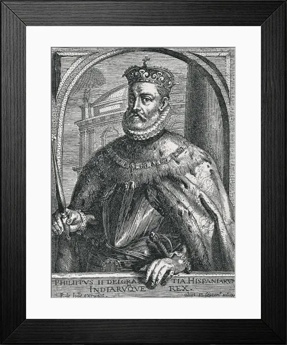 Framed Print : PHILIP II of Spain (1527-1598). Xylography. SPAIN. Zaragoza. Academia General Militar (General Military Academy). AISA / Everett Collection**US SALES ONLY** Framed Print : PHILIP II of Spain (1527-1598). Xylography. SPAIN. Zaragoza. Academia General Militar (General Military Academy). AISA / Everett Collection**US SALES ONLY**