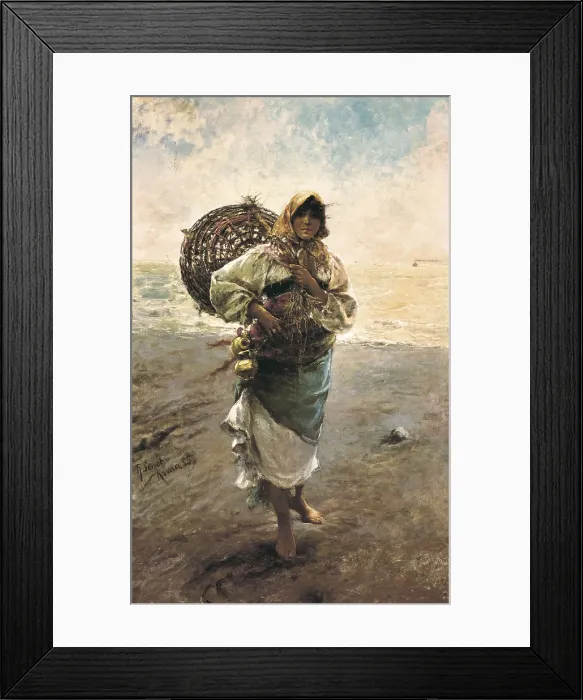 Framed Print : SENET Y PEREZ, Rafael (1856-1926). Fisherwoman. 1885. Oil on canvas. SPAIN. Sevilla. Fine Arts Museum. AISA / Everett Collection**US SALES ONLY**