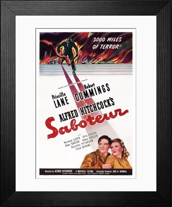 Framed Print : SABOTEUR, Robert Cummings, Priscilla Lane, 1942