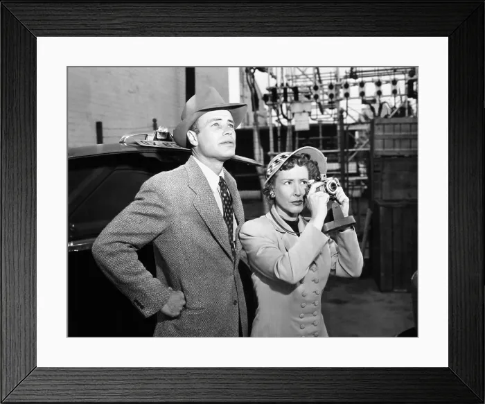 Framed Print : KING OF THE ROCKET MEN, from left, House Peters, Jr. Mae Clarke, 1949 Framed Print : KING OF THE ROCKET MEN, from left, House Peters, Jr. Mae Clarke, 1949