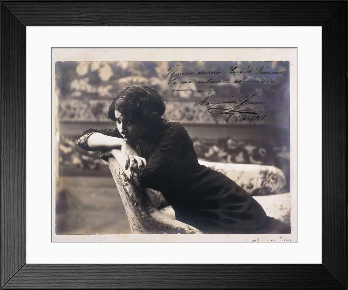 Framed Print : XIRGU, Margarita (1888-1969). Photo with dedication in Catalan to the director Enric Jimnez (5th June 1911). AISA / Everett Collection**US SALES ONLY**