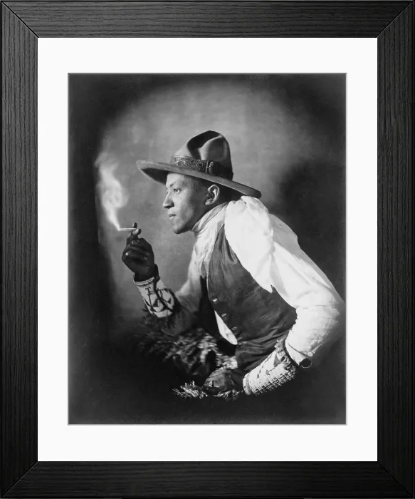 Framed Print : The cigarette, American Dakota Indian smoking a cigarette, photograph, 1908