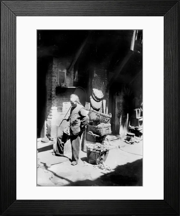 Framed Print : Chinese man smoking long pipe, rag pickers alley, San Francisco, California, photograph, 1921 Framed Print : Chinese man smoking long pipe, rag pickers alley, San Francisco, California, photograph, 1921