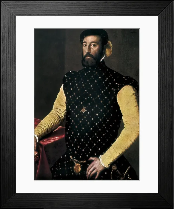 Framed Print : Pontormo, Jacopo da (1494-1556). Portrait of Garcilaso de la Vega (1st half 16 c. - ). Spanish poet. Renaissance. Cinquecento. Painting. Renaissance art. Cinquecento
