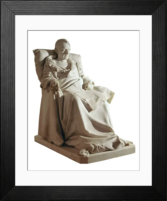 Framed Print : VELA, Vincenzo (1820-1891). The Last Days of Napoleon. 1866. Sculpture on marble. FRANCE. Rueil-Malmaison. National Museum of the Castle of Malmaison