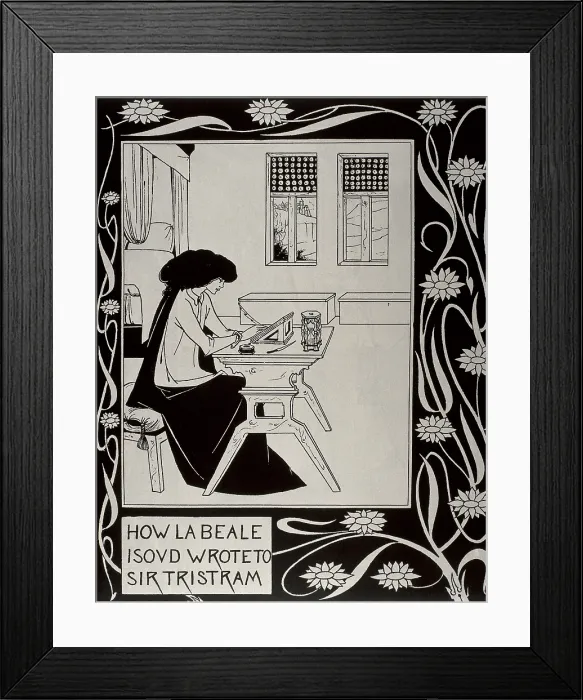 Framed Print : Iseult writing to Tristan. 'Le Morte d'Arthur' (The death of Arthur) by Sir Thomas Malory, edition illustrated by Aubrey Beardsley between 1892 and 1894. Modernism