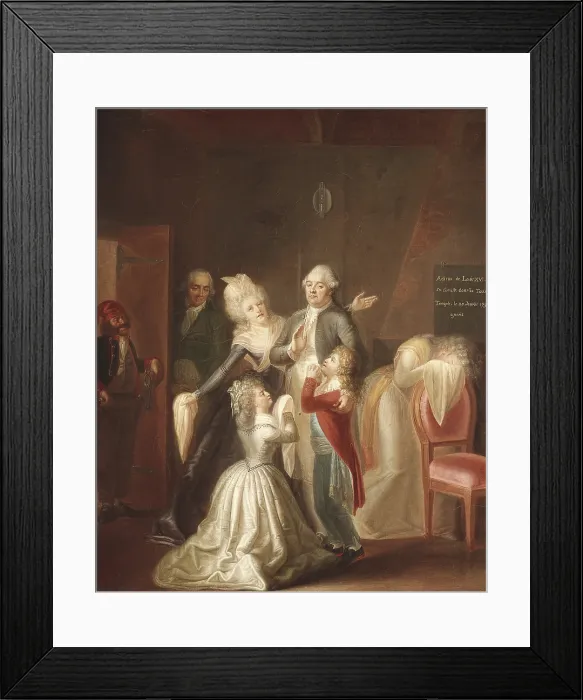 Framed Print : HAUER, Jean Jacques (1751-1829). Louis XVI's farewell to his family in Te93.mple's prison, 17. Oil on canvas. FRANCE. Paris. Musee Carnavalet (Carnavalet Museum) Framed Print : HAUER, Jean Jacques (1751-1829). Louis XVI's farewell to his family in Te93.mple's prison, 17. Oil on canvas. FRANCE. Paris. Musee Carnavalet (Carnavalet Museum)