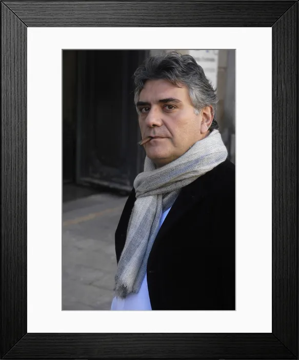 Framed Print : De CataldoGiancarlo (1956 - ). Italian writer. Oscar Elias / AISA / Everett Collection (189502)**US SALES ONLY**