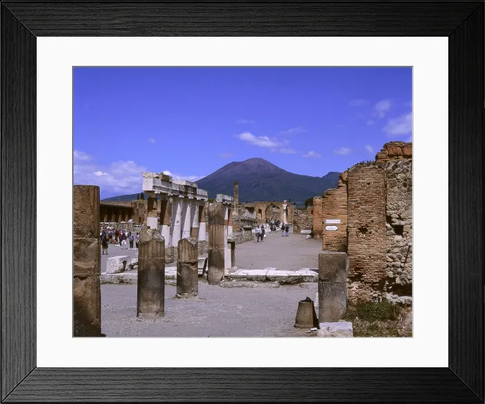 Framed Print : ITALY. CAMPANIA. NAPLES. Pompeii. Forum and Vesuvius (background). Roman art. Early Empire. AISA / Everett Collection**US SALES ONLY** Framed Print : ITALY. CAMPANIA. NAPLES. Pompeii. Forum and Vesuvius (background). Roman art. Early Empire. AISA / Everett Collection**US SALES ONLY**