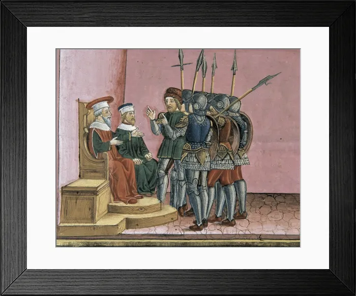 Framed Print : DE PREDIS, Cristoforo (1440-1486). Stories of Saint Joachim, Saint Anne, Virgin Mary, Jesus, the Baptist and the End of the World. 1476