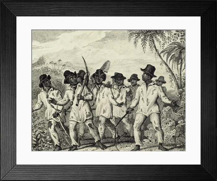 Framed Print : Slaves chained together by the neck and driven to work on the roads Framed Print : Slaves chained together by the neck and driven to work on the roads