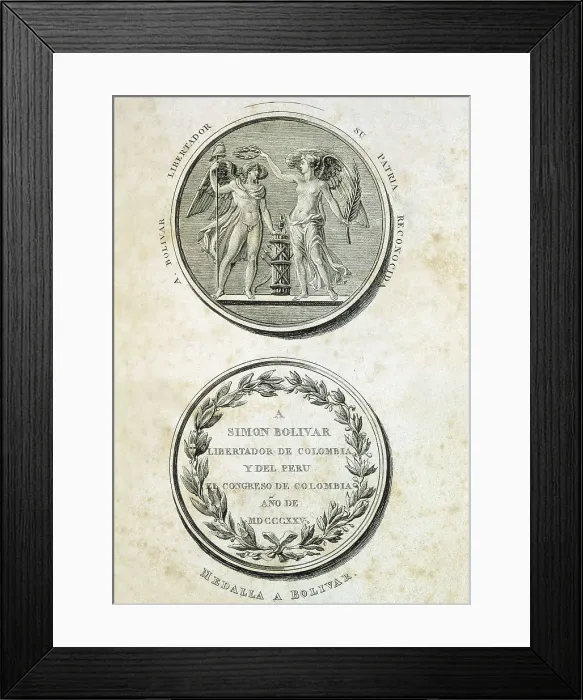 Framed Print : BOLIVAR, Simn (1783-1830). Design of a commemorative medal (1825). Etching. ECUADOR. Quito. Aurelio Espinosa Polit Ecuadorian Library. AISA / Everett Collection**US SALES ONLY** Framed Print : BOLIVAR, Simn (1783-1830). Design of a commemorative medal (1825). Etching. ECUADOR. Quito. Aurelio Espinosa Polit Ecuadorian Library. AISA / Everett Collection**US SALES ONLY**