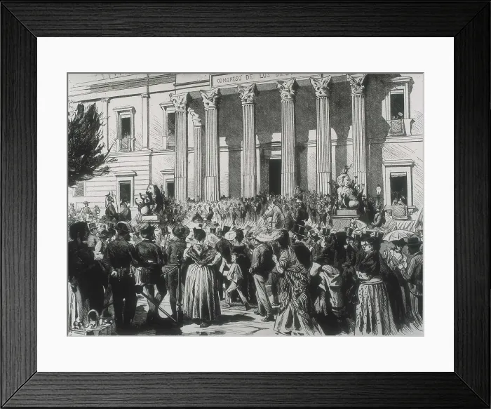 Framed Print : Spain (1873). First Republic. Opening of the Constituent Cortes (8th June 1873). Etching. AISA / Everett Collection**US SALES ONLY** Framed Print : Spain (1873). First Republic. Opening of the Constituent Cortes (8th June 1873). Etching. AISA / Everett Collection**US SALES ONLY**
