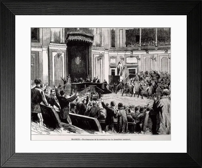 Framed Print : Spain (1873). The national Assembly proclamates the First Republic (11th February 1873). Etching. AISA / Everett Collection**US SALES ONLY**