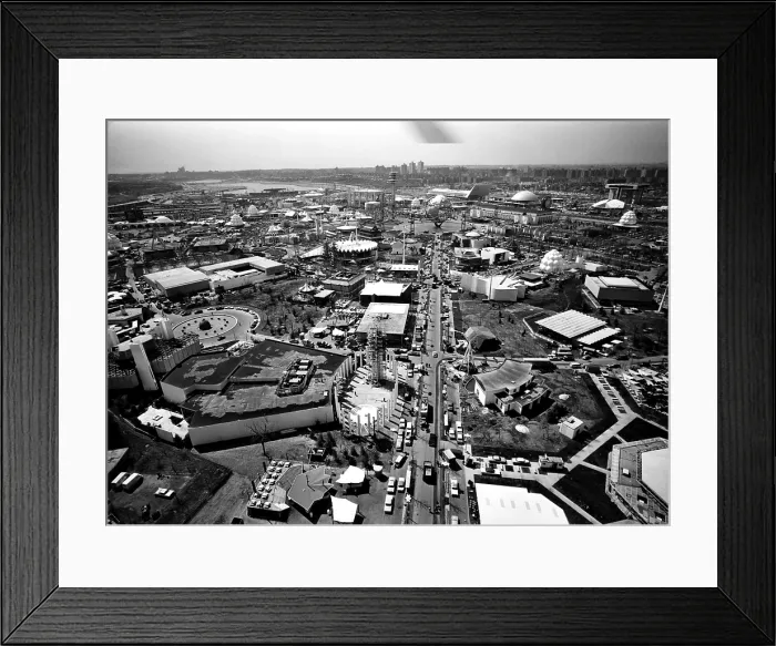 Framed Print : Aerial view of the New York World's Fair, Flushing Meadows Park, Queens, April 21, 1964.. Courtesy: CSU Archives  /  Everett Collection