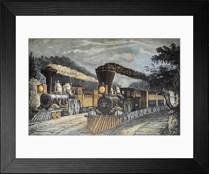 Framed Print : Lightning Express Trains (1876). Litography. AISA / Everett Collection**US SALES ONLY**