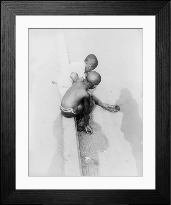 Framed Print : African American boys at Marine monument, photograph by Carl Van Vechten, September 3, 1937