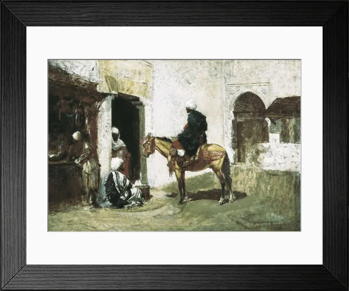Framed Print : MORAGAS i TORRAS, Toms (1837-1906). Moorish scene in Tangier. end 19th c. Oil on wood. SPAIN. Barcelona. National Art Museum of Catalonia. AISA / Everett Collection**US SALES ONLY**