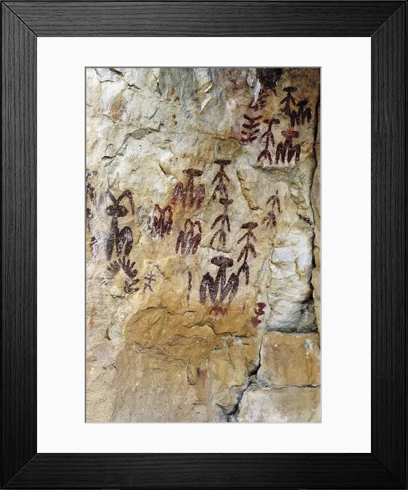 Framed Print : SPAIN. Fuencaliente. Pea Escrita Caves. Ochre antropomorphic paintings (4000-2000 BC). Cave. AISA / Everett Collection**US SALES ONLY**