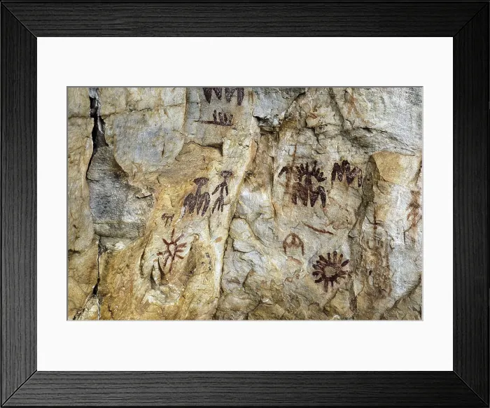 Framed Print : SPAIN. Fuencaliente. Pea Escrita Caves. Ochre antropomorphic paintings (4000-2000 BC). Cave. AISA / Everett Collection**US SALES ONLY**