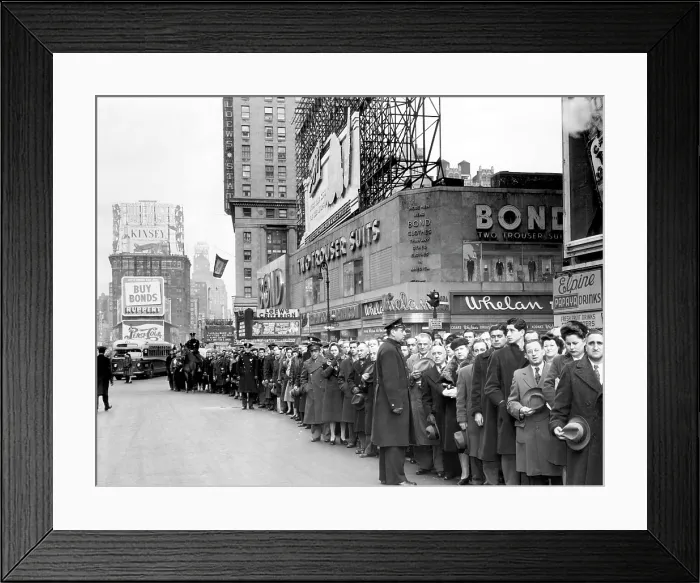 Framed Print : Pearl Harbor anniversary in Times Square