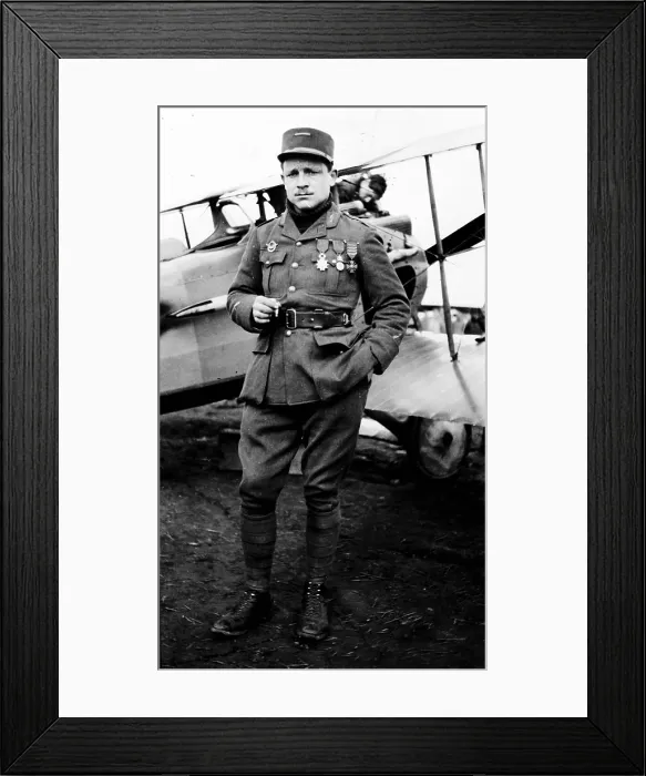 Framed Print : Lieutenant Raoul Lufbury, of the Lafayette Escadrille, circa 1916-1918