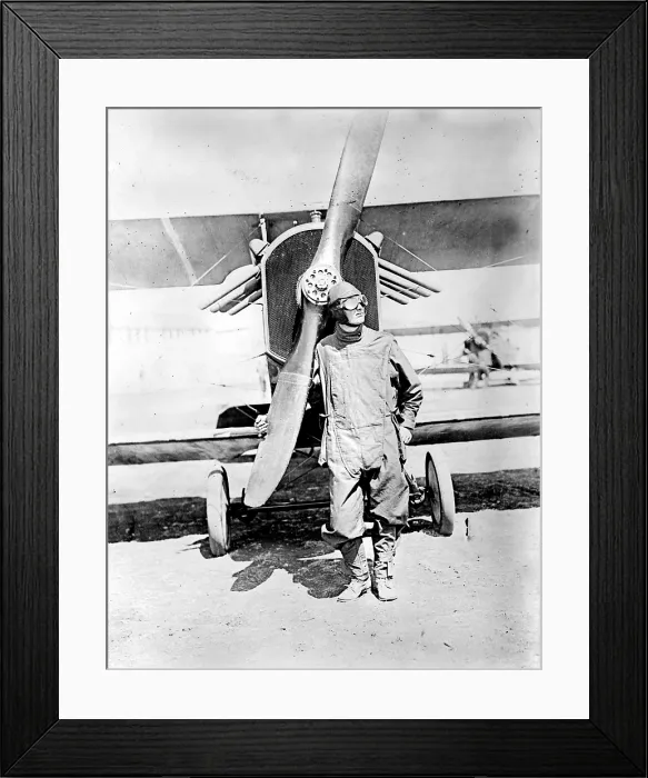 Framed Print : Pilot standing in front of U.S. Army airplane during World War I, circa 1918 Framed Print : Pilot standing in front of U.S. Army airplane during World War I, circa 1918