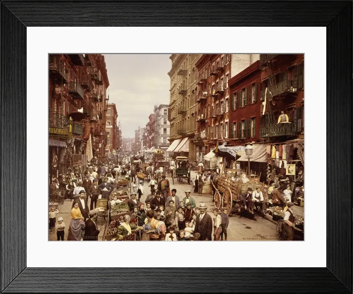 Framed Print : Mulberry Street, New York City, photochrom, circa 1900 Framed Print : Mulberry Street, New York City, photochrom, circa 1900