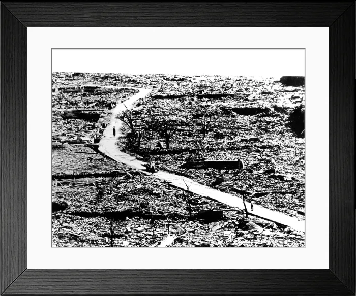 Framed Print : World War II, aftermath of Atomic Bomb hitting Nagasaki, Japan, ca. 1945. Courtesy: CSU Archives  /  Everett Collection