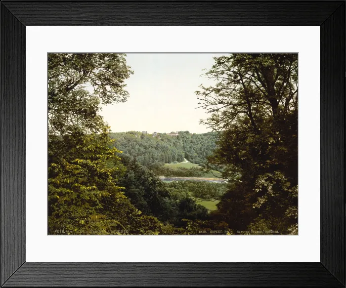 Framed Print : Latvia (part of Russia at the time of the photograph). La Suisse de Livonie seen from the town of Krimulda (then known as Kremon), photochrom, cira 1900