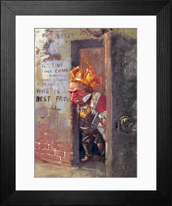 Framed Print : President Andrew Johnson, detail of a painting The massacre at New Orleans by Thomas Nast
