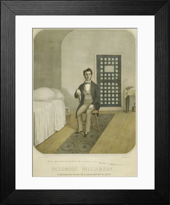 Framed Print : Abolitionist Passmore Williamson, in his Prison cell for violating the Fugitive Slave Law of 1850 Framed Print : Abolitionist Passmore Williamson, in his Prison cell for violating the Fugitive Slave Law of 1850