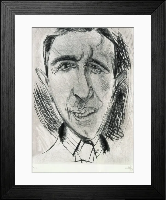 Framed Print : SALINAS, Pedro (1892-1951). Spanish poet belonging to the Generation of the 27. Caricature by Alvaro Delgado Ramos. Drawing