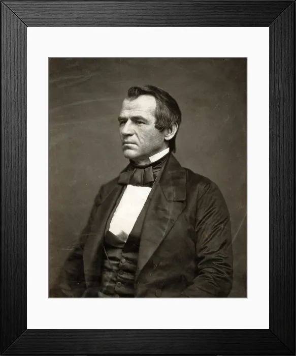 Framed Print : Andrew Johnson, salted paper photographic print. 1860