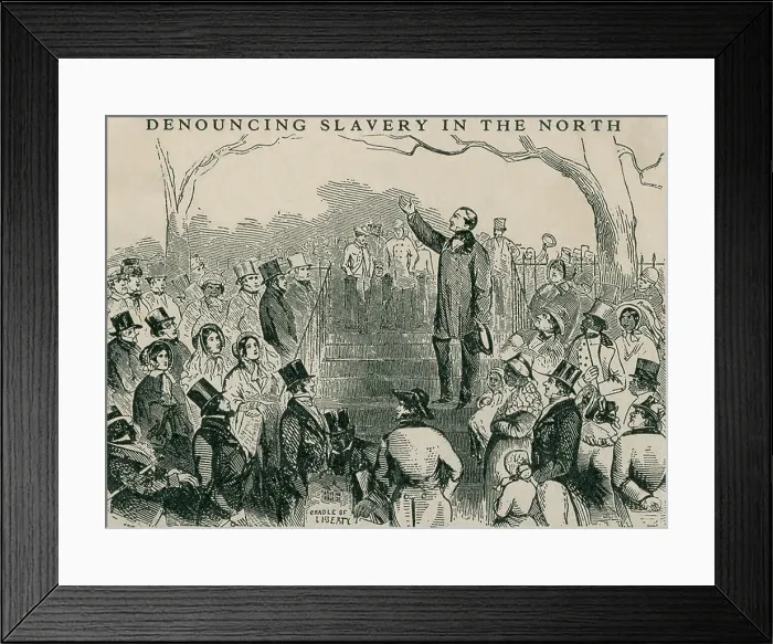 Framed Print : Abolitionist Wendell Phillips speaking against the Fugitive Slave Act of 1850 at an antislavery meeting in Boston