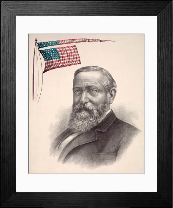 Framed Print : Benjamin Harrison, Republican candidate for president, campaign handbill, lithograph, 1888 Framed Print : Benjamin Harrison, Republican candidate for president, campaign handbill, lithograph, 1888
