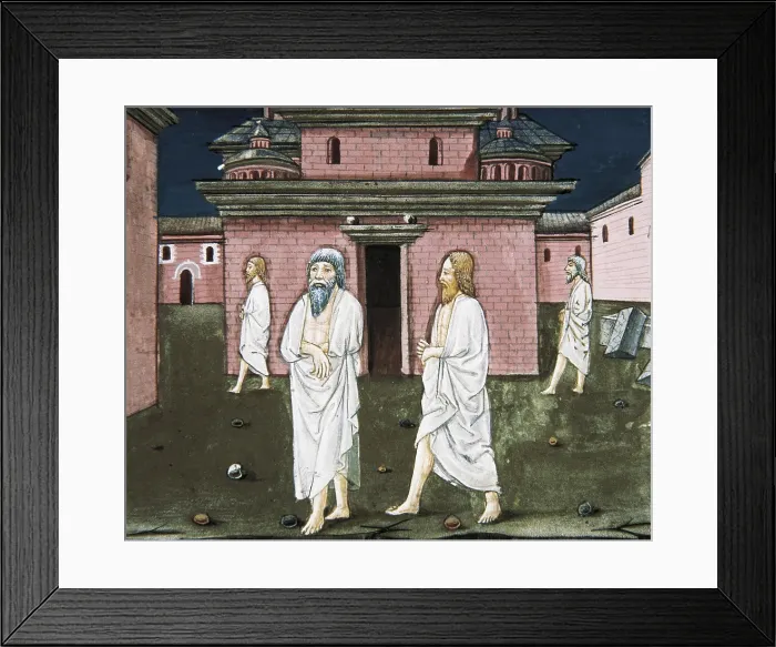 Framed Print : DE PREDIS, Cristoforo (1440-1486). Stories of Saint Joachim, Saint Anne, Virgin Mary, Jesus, the Baptist and the End of the World. 1476