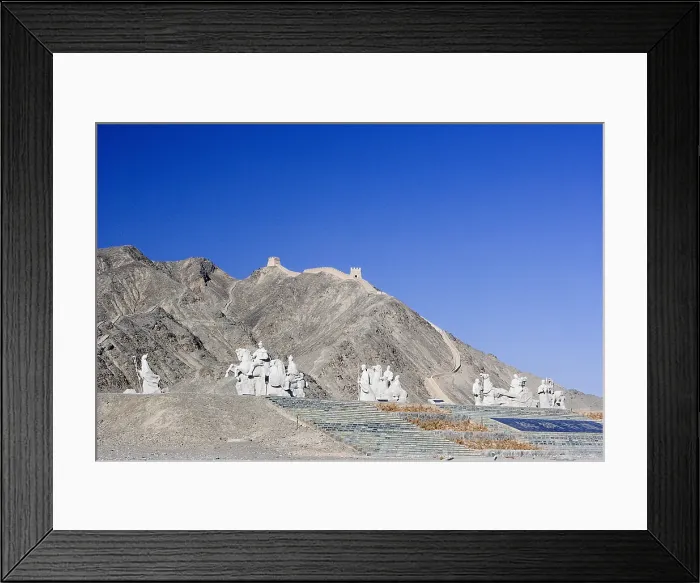 Framed Print : CHINA. Jiayuguan. The Silk Road. Gansu Province. Gobi desert. Jiayuguan City. Overhanging Great Wall. AISA / Everett Collection**US SALES ONLY**