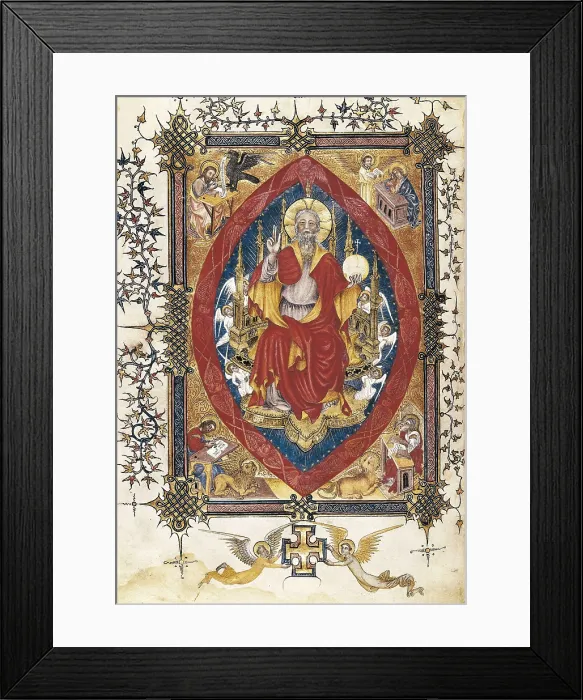 Framed Print : Missal. 1409. Depiction of the Majesty (Maiestas). School of Avignon. Gothic art. Miniature Painting. SPAIN. Madrid. National Library. AISA / Everett Collection**US SALES ONLY** Framed Print : Missal. 1409. Depiction of the Majesty (Maiestas). School of Avignon. Gothic art. Miniature Painting. SPAIN. Madrid. National Library. AISA / Everett Collection**US SALES ONLY**