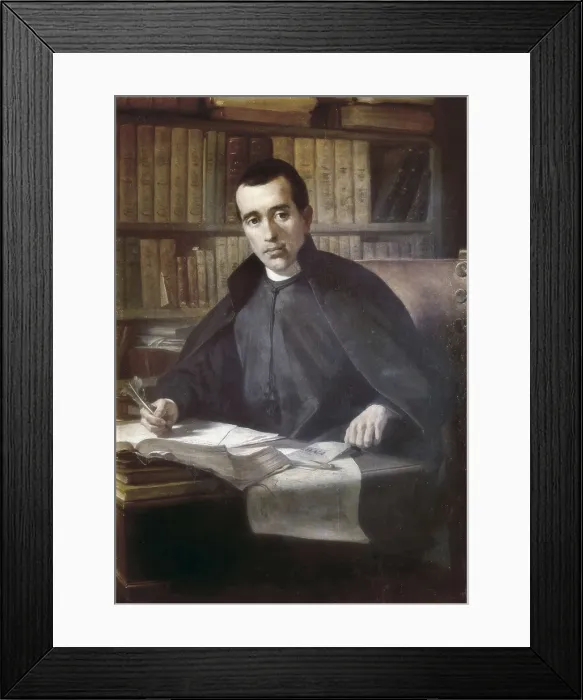 Framed Print : BORRELL, Pedro (1835-1910). Portrait of Jaume Balmes. 2nd half 19th c. Oil on canvas. SPAIN. Barcelona. Gallery of Famous Catalans. Requesens Palace