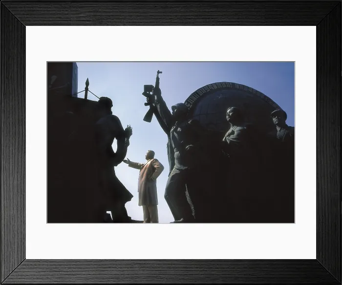 Framed Print : NORTH KOREA. SOUTH PYONGYANG. Pyongyang. Mansudae Grand Monument (1972), depicting the Korean revolution and statue of the leader Kim Il Sung