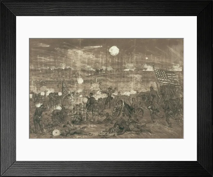 Framed Print : The Civil War. The Battle of Gettysburg. Longstreet's attack upon the left center of the Union lines. A.R. Waud. 1863