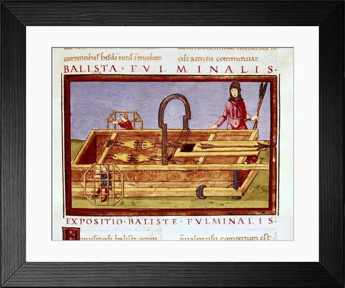 Framed Print : Ballista fulminalis. Siege machine used in the Roman Empire. Illustration in 'De rebus bellicis', treatise of war machinery of 4th-5th century